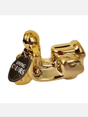 Gold Vespa Scooter Coin Bank NWT